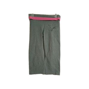 Aerie Crop Sweatpants Women's Small Gray Pink Wide Legs Logo Lounging Pants